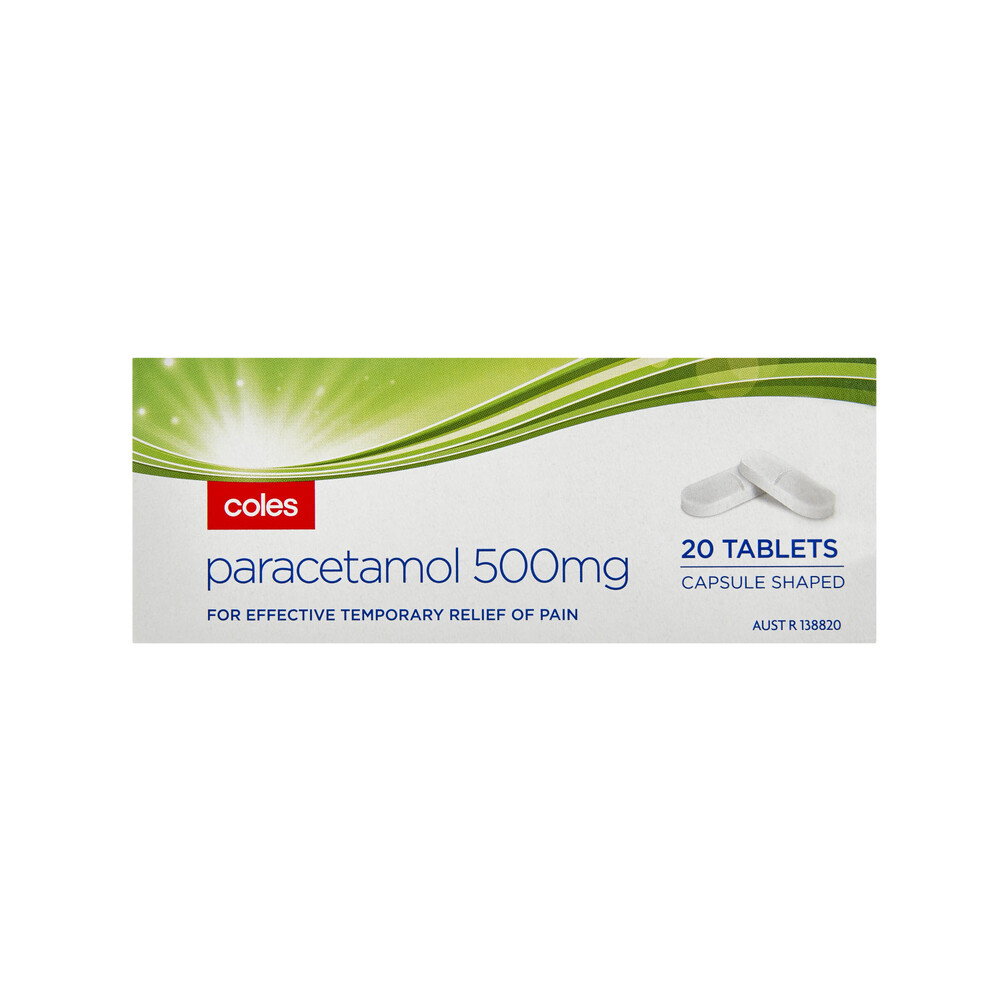 Bulk Buy 2 x Coles Paracetamol Tablets 500mg 20 pack 19310645182138