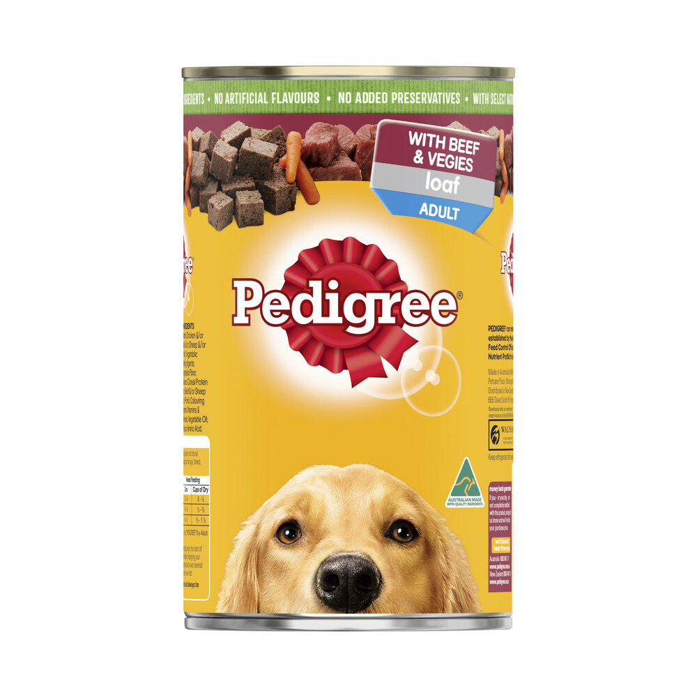 Pedigree Loaf With Beef & Vegies Adult Wet Dog Food Can 1.2kg ...