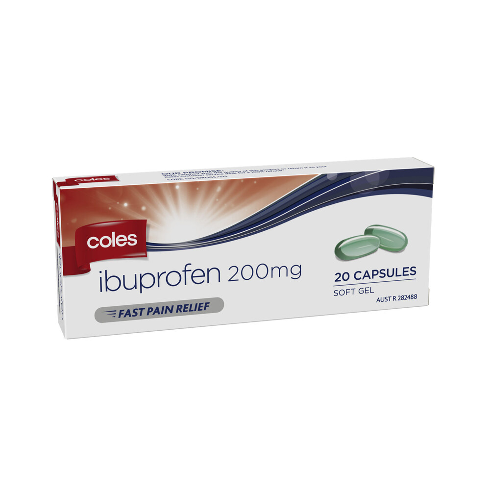 Coles Ibuprofen Soft Gel Capsules 20 pack 19310645182237 eBay