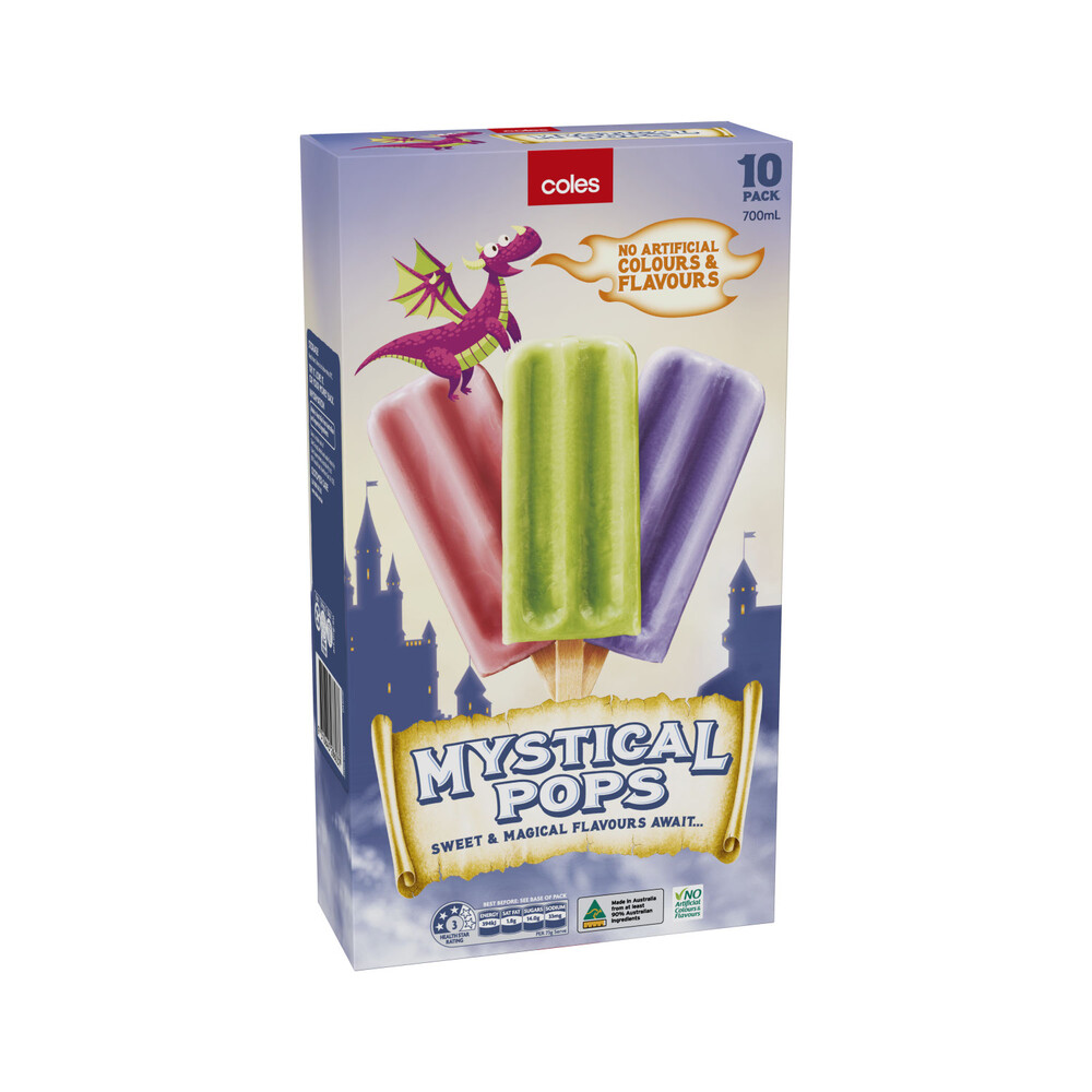 Coles Mystical Pops Ice Cream Sticks 10 Pack 576ml Ebay