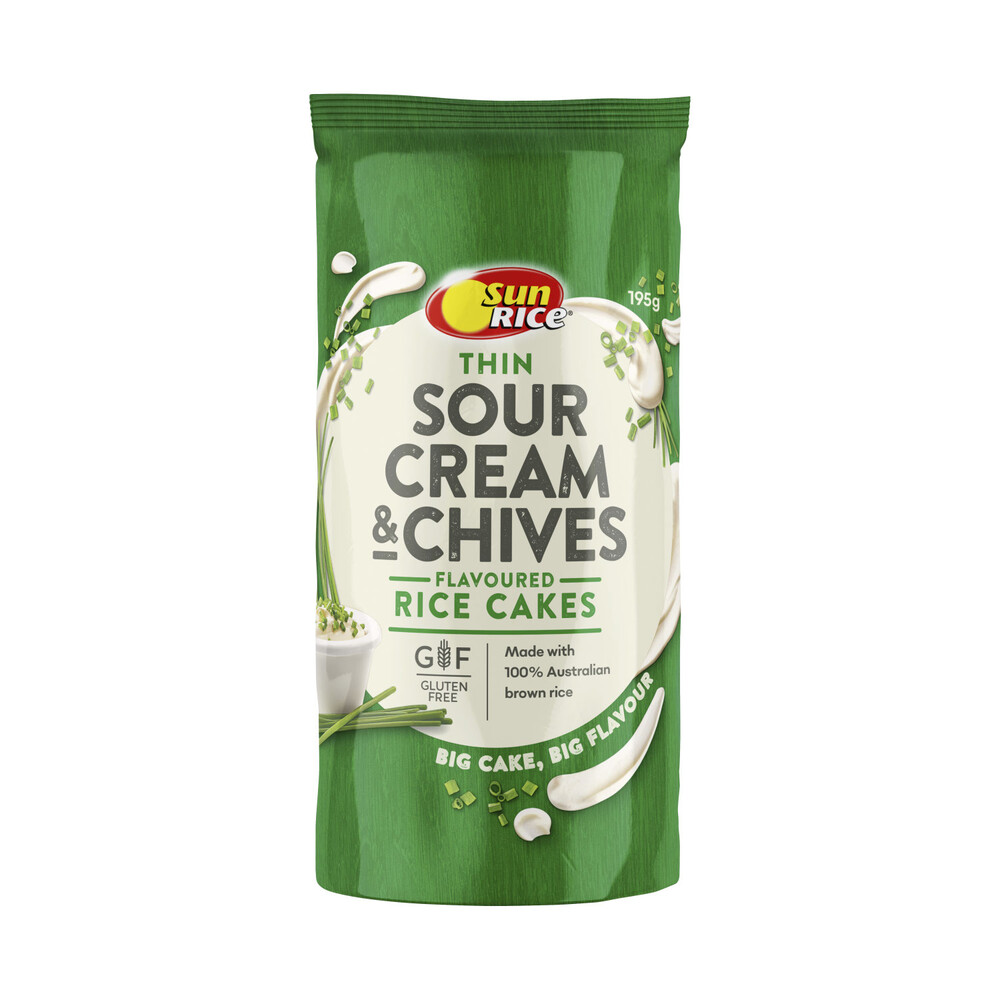 Sunrice Thin Sour Cream & Chives Gluten Free Rice Cakes