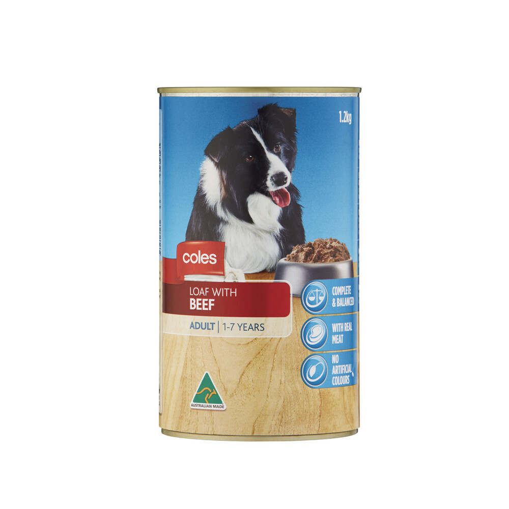 Coles Loaf With Beef Canned Dog Food Adult 17 Years 1.2kg