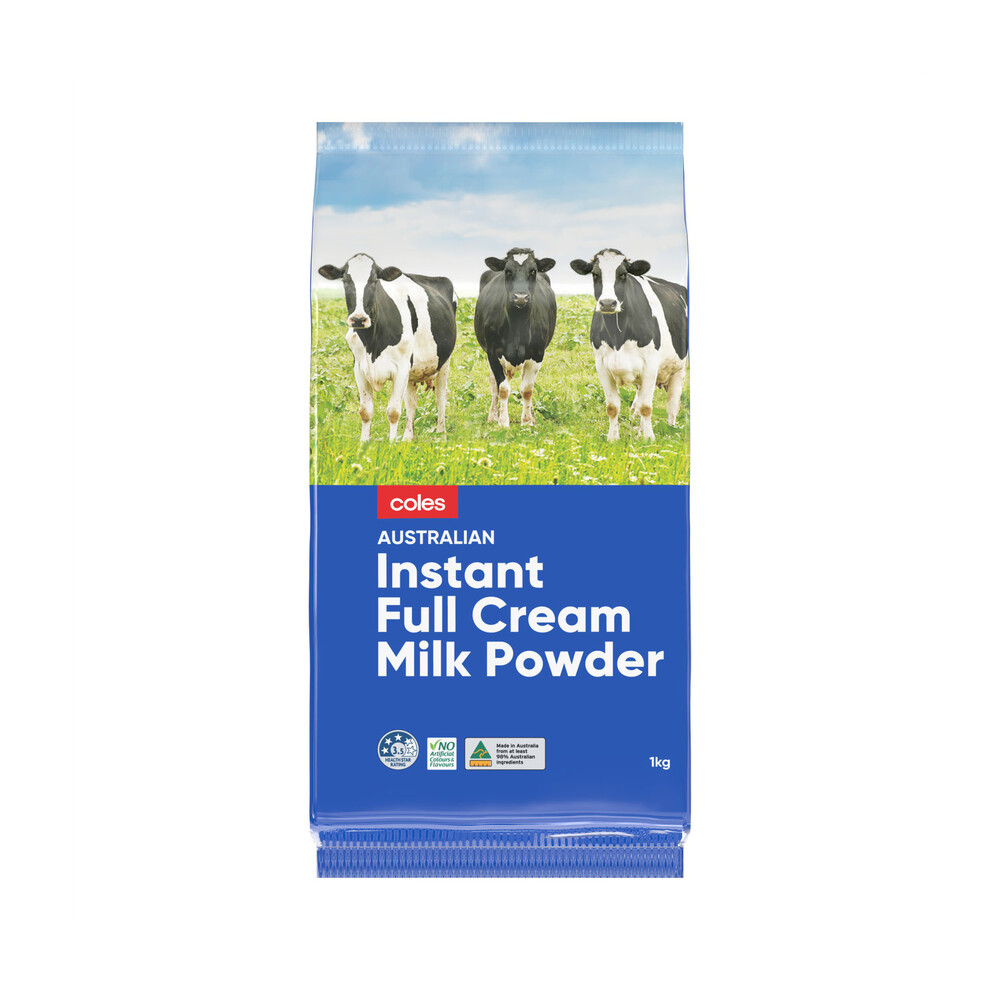 Coles Instant Full Cream Milk Powder 1kg 19300601427496 | eBay