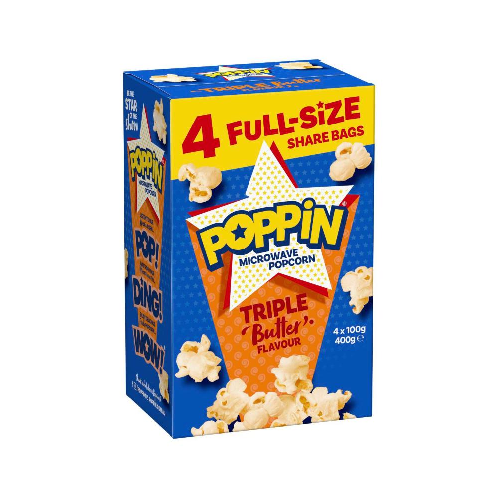 Poppin Triple Butter Microwave Popcorn 400g eBay