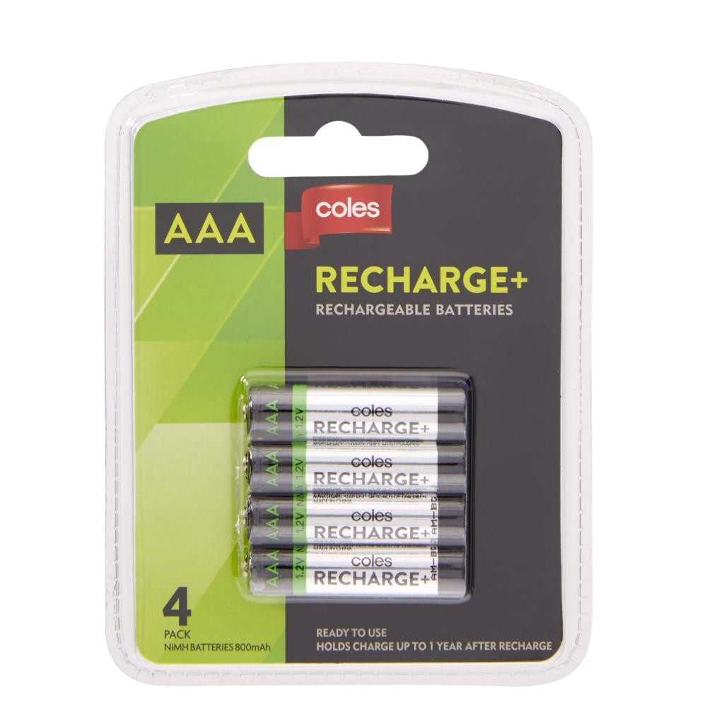Coles Rechargeable AAA Batteries 4 pack 19300601527189 eBay